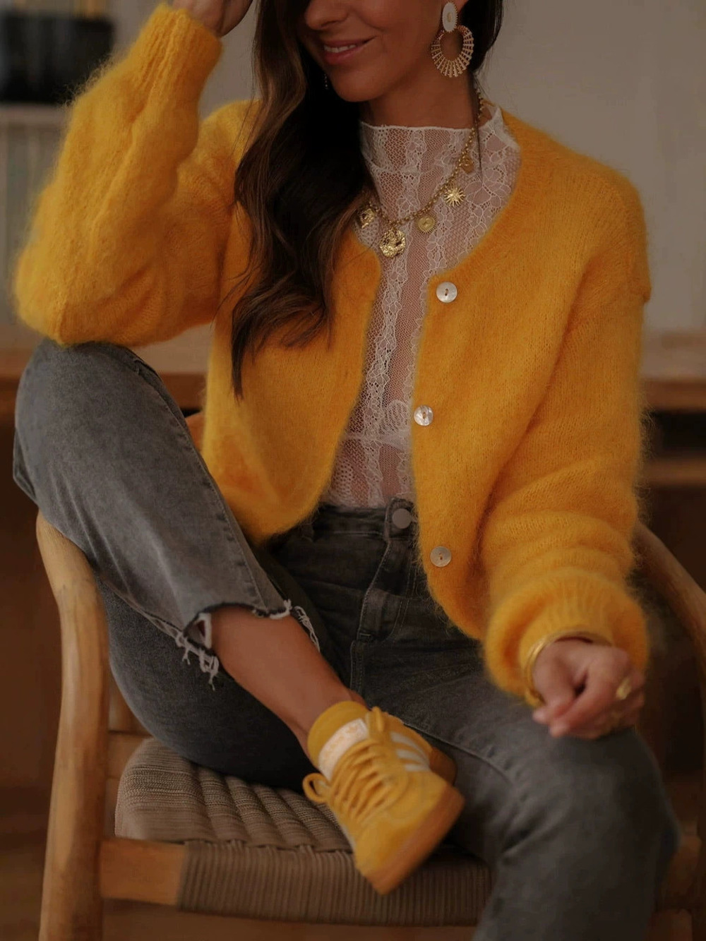 Zara Solid Macaron Color Knit Cardigan Fall Winter